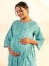 Sea Green Cotton Floral Printed Kurta with Palazzo